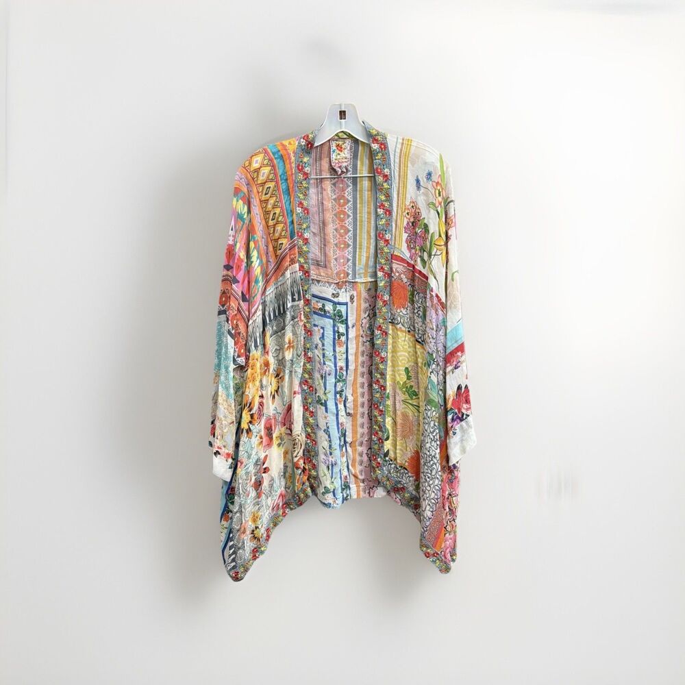 Johnny Was Patchwork Boho Floral Kimono Cardigan Size 1X